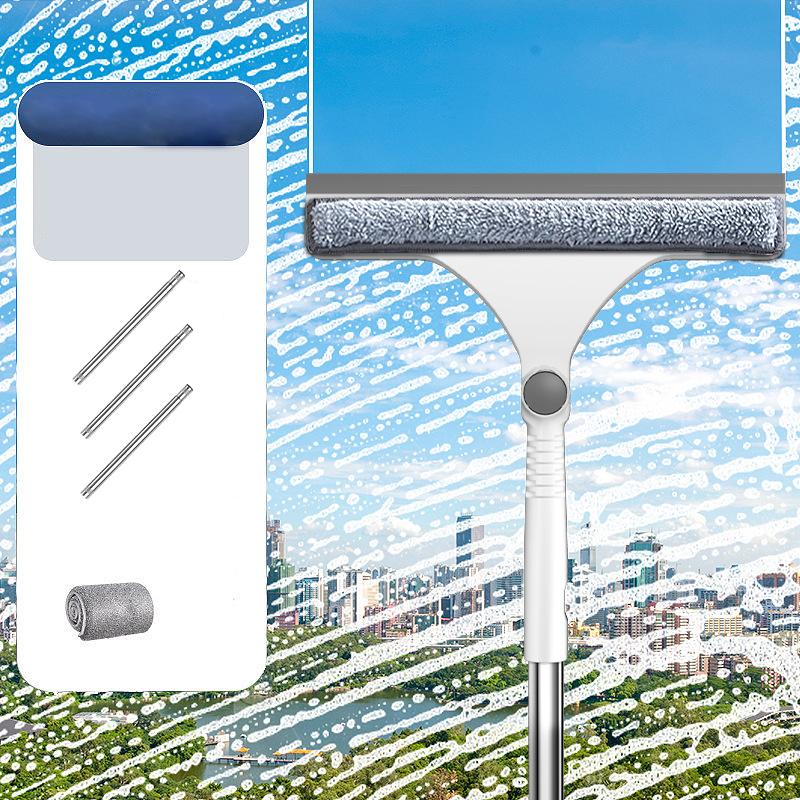 2 In 1 Window Mesh Screen Brush Window Cleaner Magic Broom Wiper Telescopic Long Handle Window Mop Squeegee Wiper Cleaning Tool