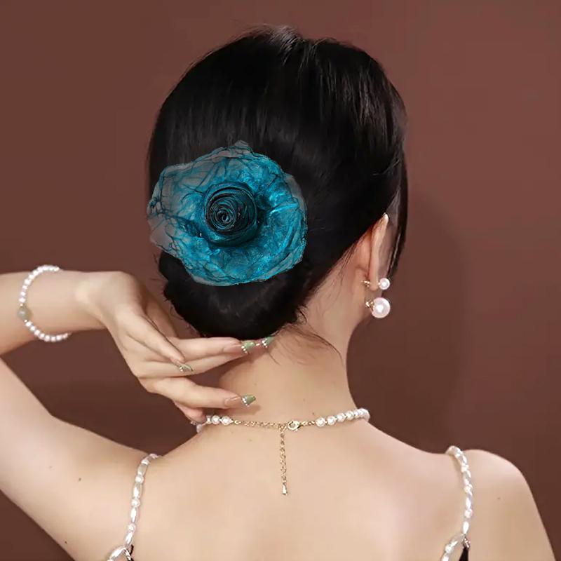 3 шт. розовые цветы для женской одежды, сетка, марля, 3D ткань, ремесло, 7 см, заколка для волос, швейные украшения, головные уборы своими руками