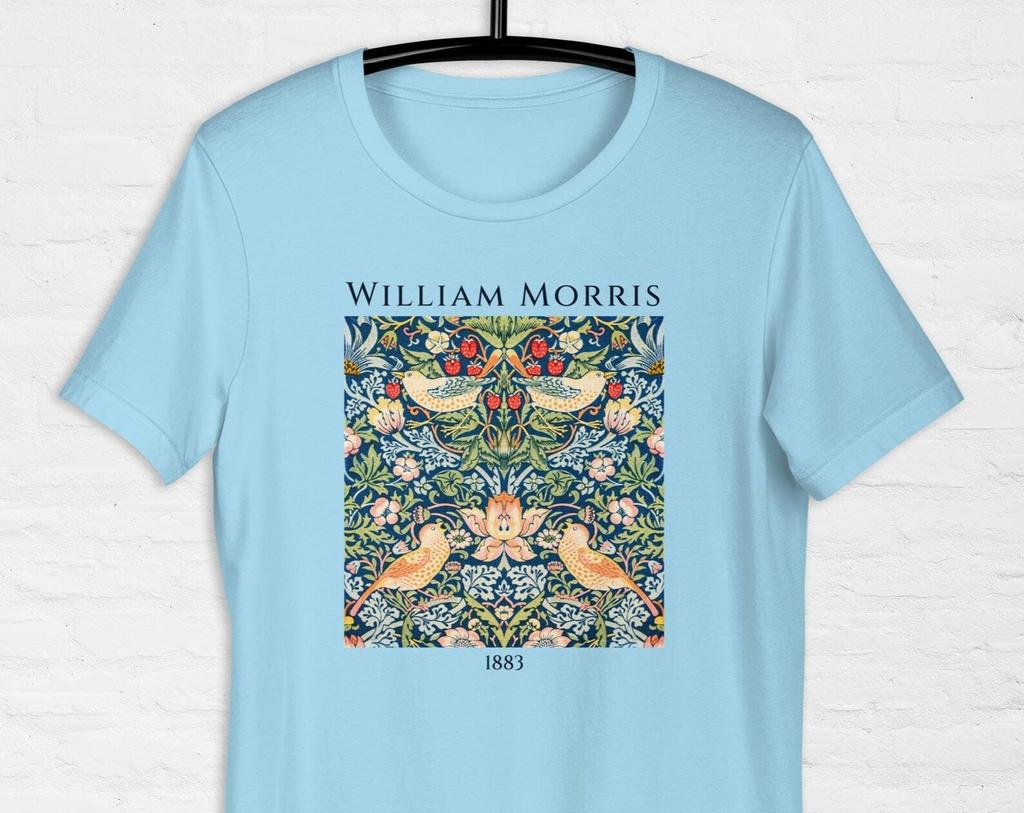 William Morris T-shirt Strawberry Thief famous pattern 1883, Vintage birds printed, Botanical Shirt Original drawing aesthetic clothing