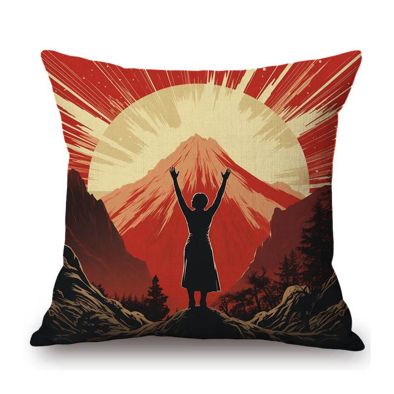 Vintage Retro Red Revolution Soviet Poster Communism Solider Print Decoration Art Sofa Pillow Case Cotton Linen Cushion Cover