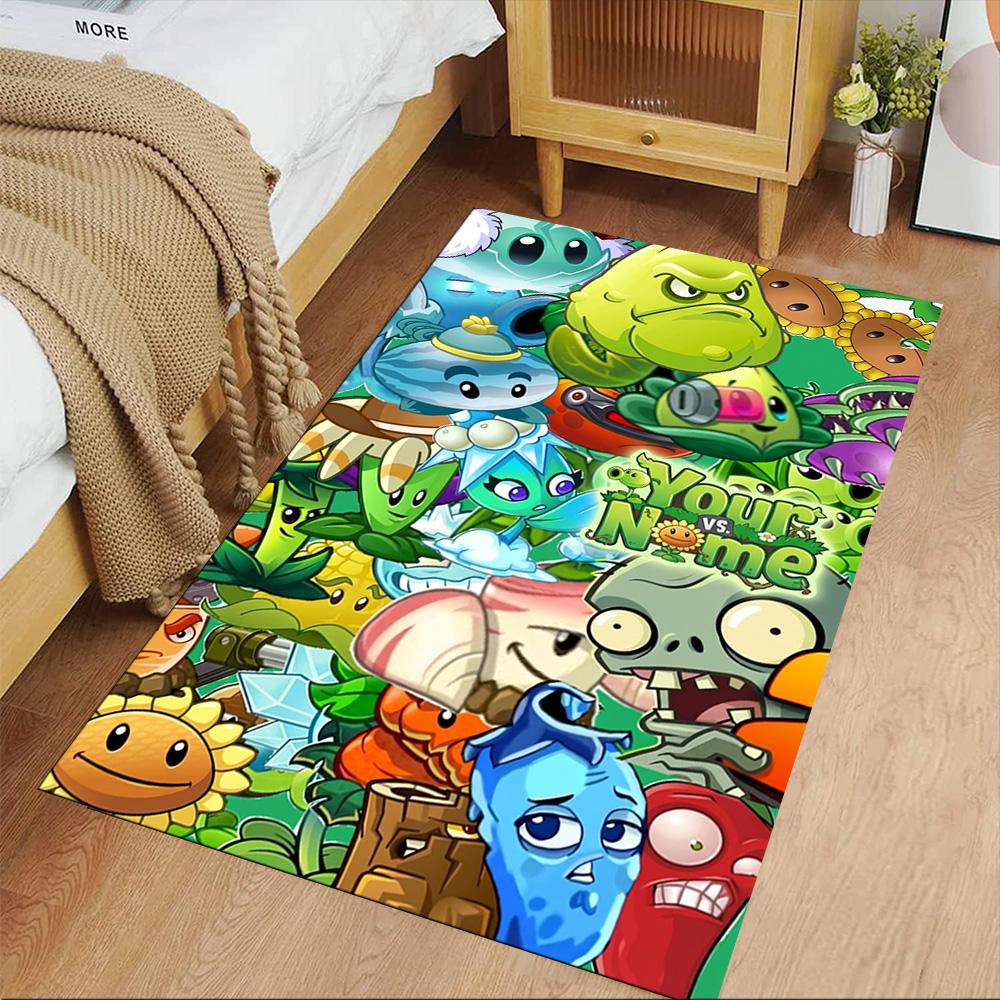 Plants Vs. Zombies Personalized Name Floor Mat Suitable for Dining Room Outdoor Decorate room Entryway Anti-slip Rug Office home decor