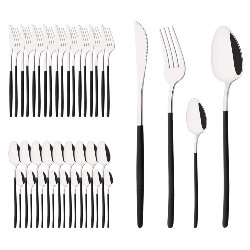 Набор столовых приборов из 40 предметов, зеркальный роскошный золотой набор столовых приборов из нержавеющей стали, столовая посуда, вилка, кухонный нож, кофейная ложка, набор столовых приборов