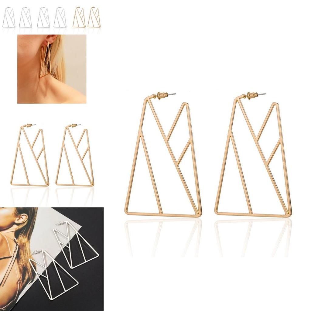 Стильные треугольные геометрические серьги для женщин в золотом и серебряном цветах