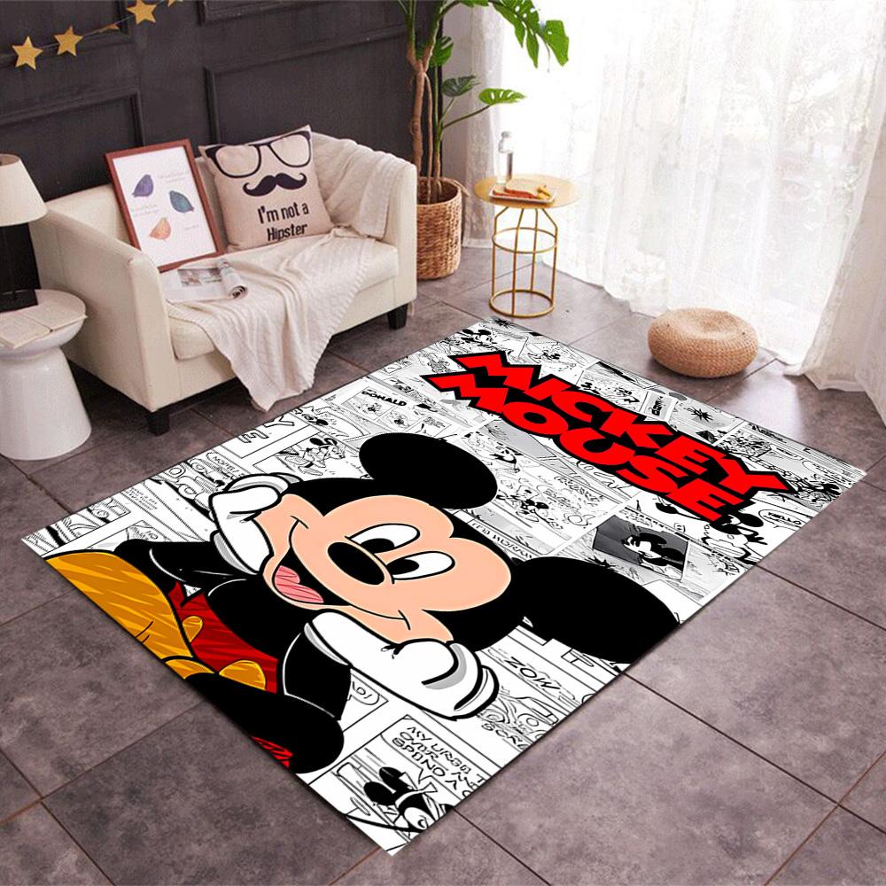 Mickey Mouse Adventure Disney Cartoon Theme Anti-Slip Rug - Polyester, Home Decor, Suitable for Bedrooms, Living Rooms, Doorways, and Studios