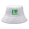 Flag of Brazil Print Bucket Hat , Patriotic Fisherman Cap Solid Color Unisex Candy Color Beach Hat