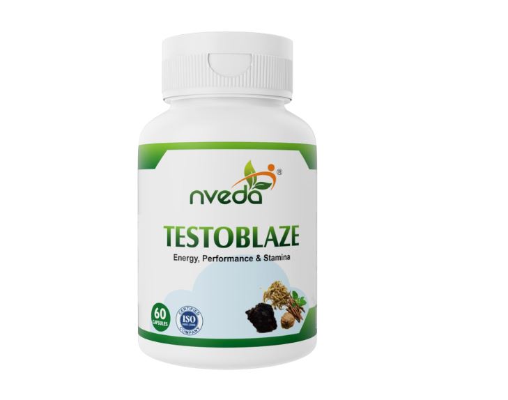 Nveda Testoblaze Добавка для мужчин, Testo Power для роста мышц с Шиладжитом, Ашвагандой, Сафед Мусли, Трибулусом - 60 капс