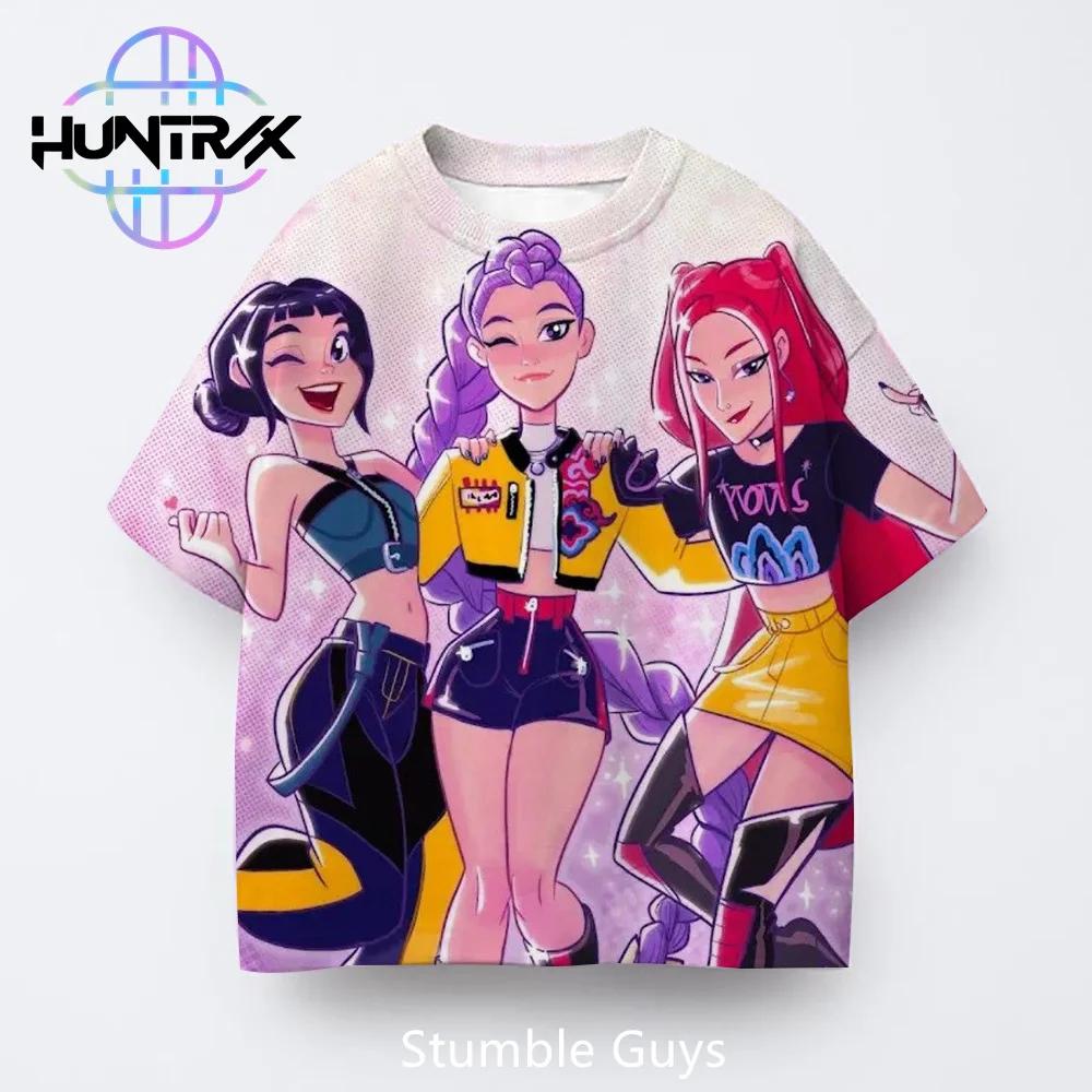 3D Мультяшная детская футболка с коротким рукавом Аниме Одежда Kpop Охотники на демонов Повседневная мода Летняя для мальчиков и девочек