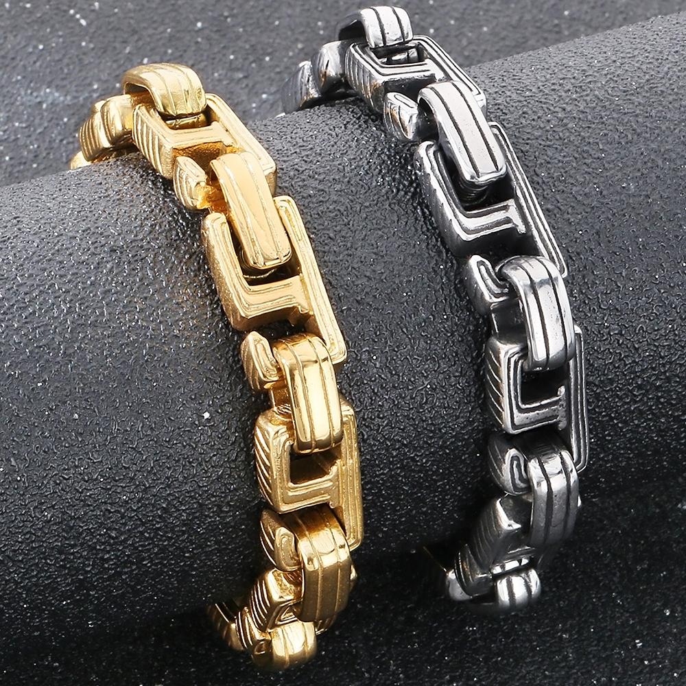 Винтажный мужской браслет из нержавеющей стали для мужчин, крутой, ширина 12 мм, открытые звенья цепи, браслеты мужские, длина 21,5 см