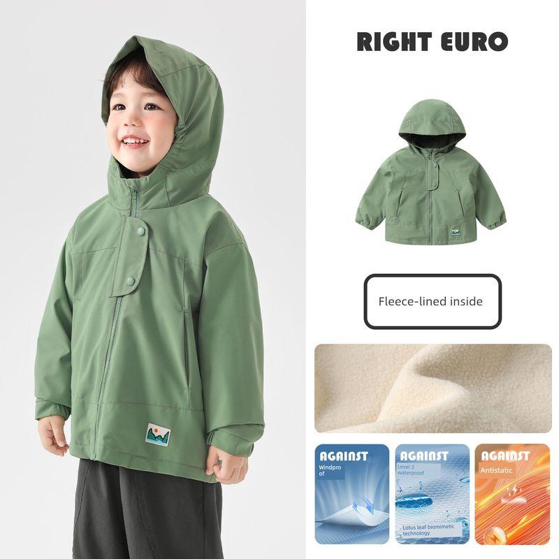 Right European Style Boys' Fleece Jacket 2025 Winter New Top Autumn and Winter Style Children's Clothing Baby Clothes Trendy