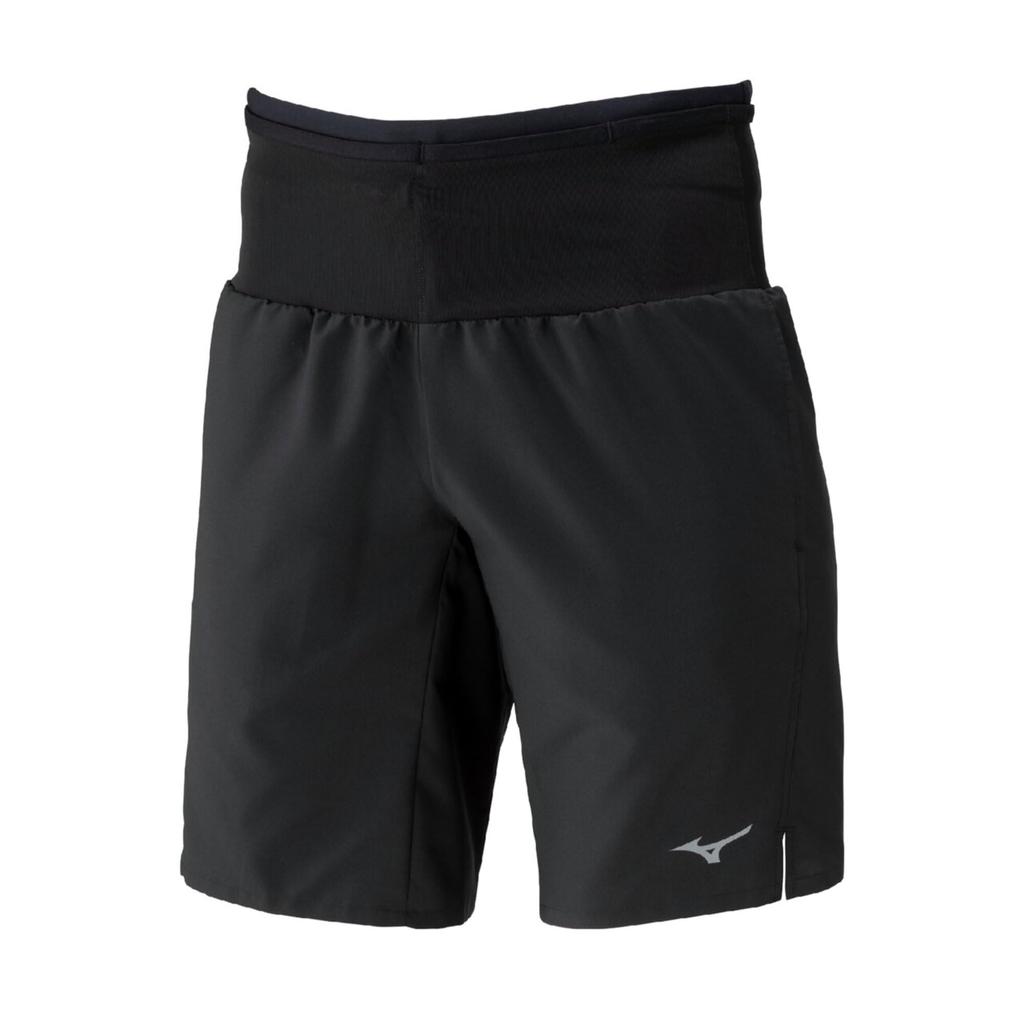 Mizuno Running Black Half-Length Shorts, Multi-Pocket Pants, 9-Inch, 360-Degree Pockets,