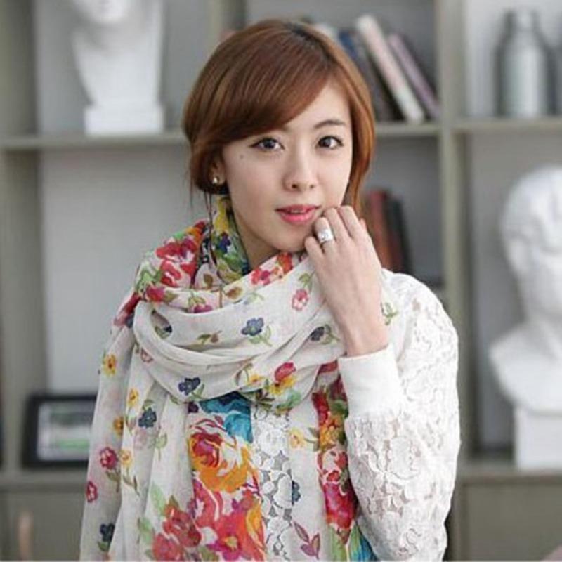 Autumn and Winter Women's New Cotton and Linen Printed Bali Yarn Scarf Shawl Versatile Fashion