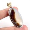 Natural Montana Agate Gemstone 925 Sterling Silver Two Tone Pendant 2.3'' F9E87