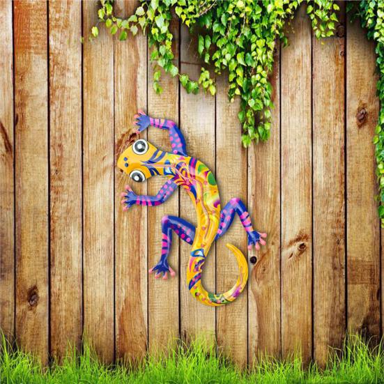 Металлический декор для стен в виде геккона, настенная красочная фигурка геккона, настенное искусство, украшение в виде геккона для сада, внутреннего и наружного декора, подарок на новоселье