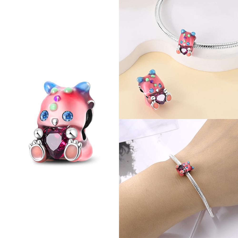 Шармы Медь Оригинальное Красное Сердце Велосипед Любовь Пара Подвеска Бусина Подходит Браслет День Святого Валентина Изысканный Подарок Женские Украшения Сделай Сам