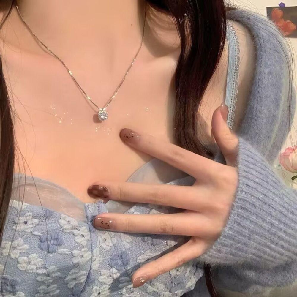 Zircon Necklaces Block Gift Romantic Women Chokers Simple Clavicle Chain Wedding Party