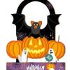 2 Pcs Halloween Door Hanger Signs, Wooden Pumpkin Bat Door Knob Hanger for Home Bedroom, Holiday Party Decor