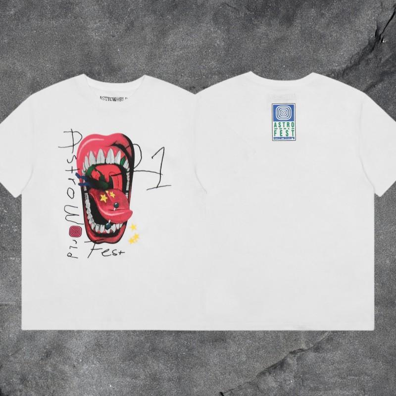 Travis Scott Utopia T-Shirt Mens High Street Short Sleeve Graphic Tee Casual Streetwear