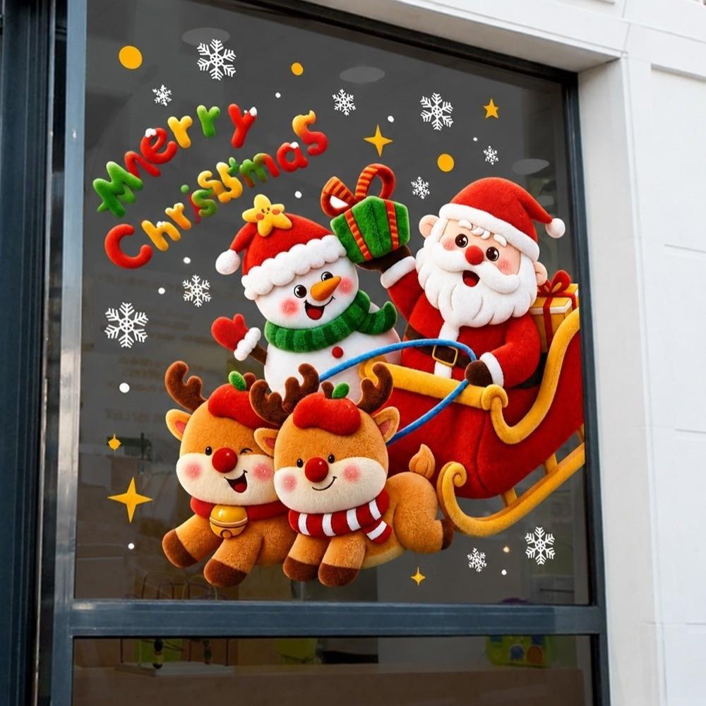 DIY Glass Window Sticker Removable Static Xmas Party Door Stickers Glass Mirror