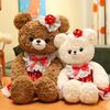 Кукла Мишка Мягкая Пушистая Платье в Красный Горошек Кружевные Украшения Удобная Обнимашка Мишка Плюшевая Игрушка Подушка для Спальни Декор для Дивана