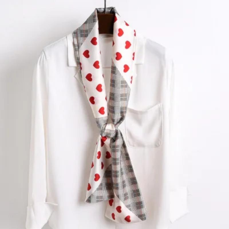 Хиджаб Натуральный Длинный Шелк Женский Принт Элегантные Шейные Платки Лента для Волос Головная Повязка Завязка Украшение Ручки Сумки Фуляр Воротник Косынка