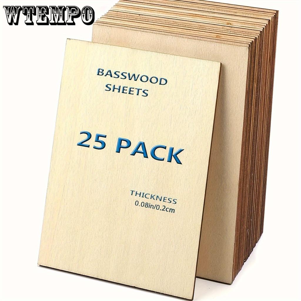 25 необработанных деревянных досок, тополиные доски толщиной 0,08 дюйма, тонкая фанера для поделок, идеальный выбор для проектов «сделай сам», рисования, черчения