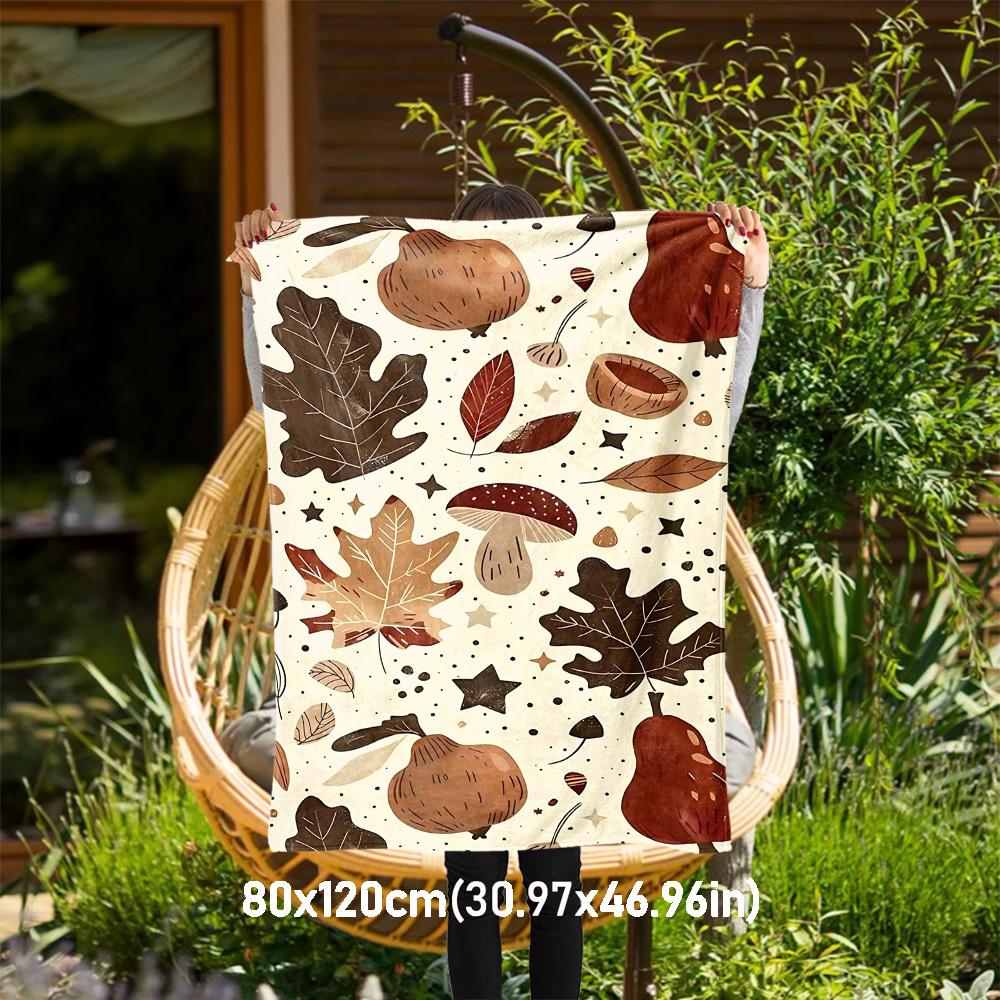 1PC Autumn LeavesOutdoor Flannel Blanket - Soft Plush Decor for Picnics, camping, Bedroom, Playroom, Office, or Lunch Break 1342A