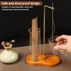 2 In1 Incense Holder Wooden Upside Down Incense Holder Anti-Ash Flying Incense Burne with Glass Ash Catcher and Sticks Organizer