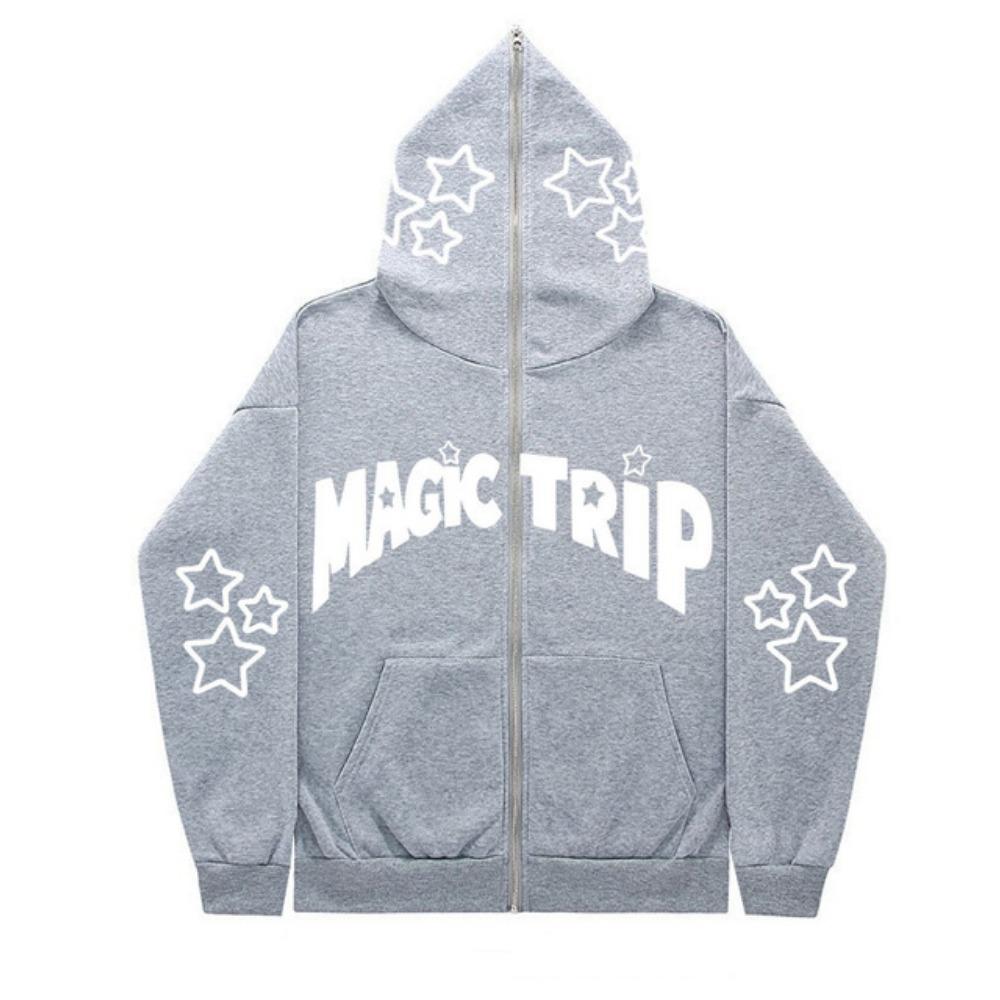 Толстовка с капюшоном Letter Star на молнии сверху, модная куртка, персонализированная мужская одежда