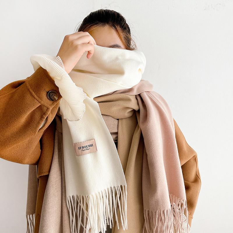 Imitation Cashmere Solid Color Fashion Decorative Warm Scarf Student Middle and Long Shawl Female