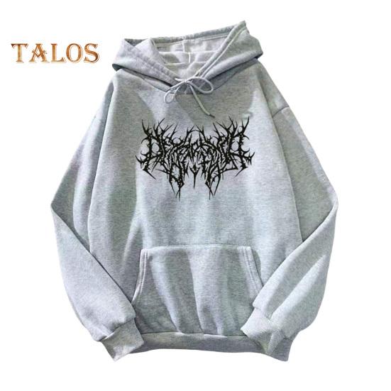 Осень-зима унисекс толстовка с капюшоном затягивающийся эластичный манжет с принтом шипов плотный флис накладной карман свободный длинный рукав свитер теплый топ