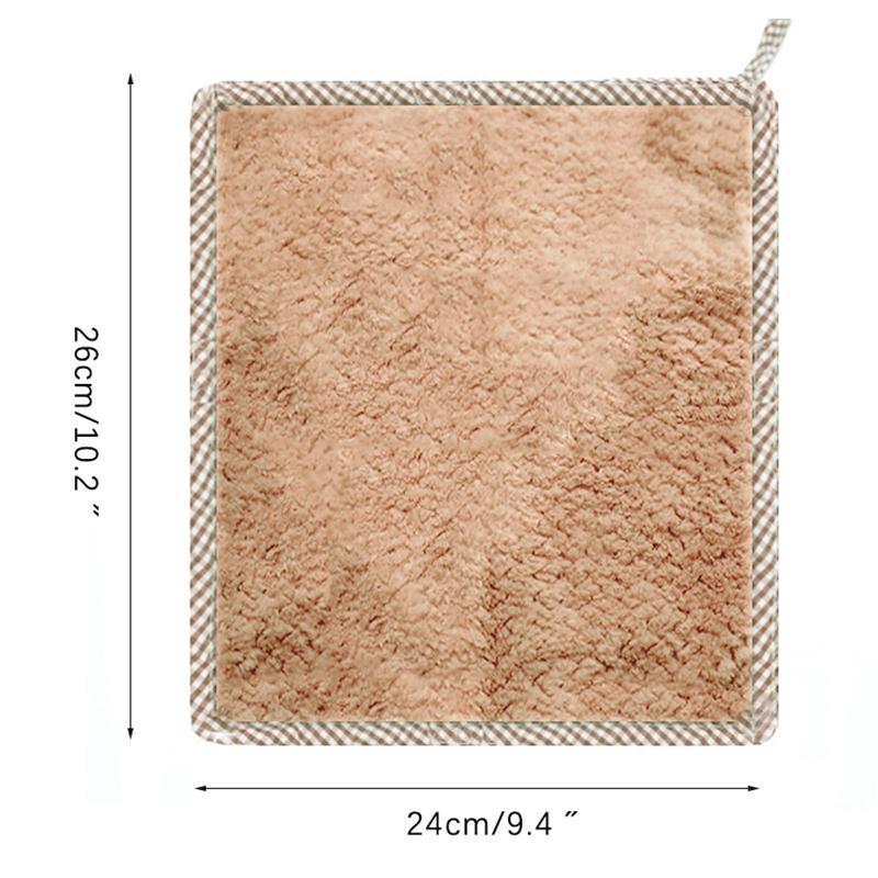 5Pcs Kitchen Towels Coral Fleece Hangable Cleaning Cloth for Tableware Dish Cloth Microfiber Absorbent Household Cleaning Towels