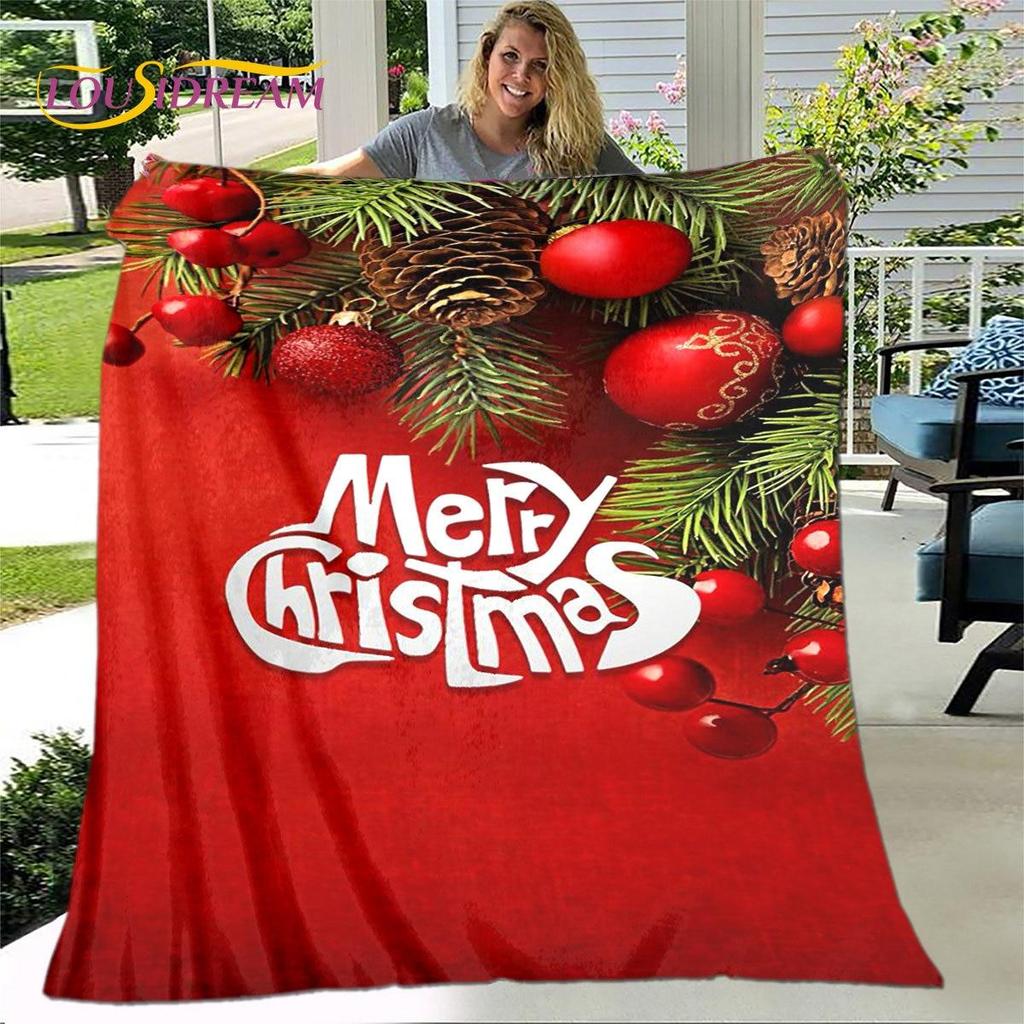 Одеяло с рисунком из мультфильма «С Рождеством и Новым годом», фланелевое одеяло, мягкое теплое одеяло для гостиной, спальни, кровати, дивана, подарок