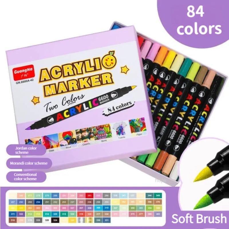 36/84 цвета, кисть с двойной головкой, акриловая краска, маркеры, ручки для камня, керамической ткани, сделай сам, карта для рисования, все поверхности, товары для рукоделия