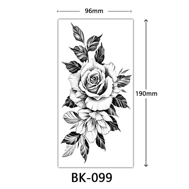 Women Sexy Temporary Tattoo Stickers Black Roses Pattern Full Flower Design Used for Arm Body Art Big Large Fake Tattoo Stickers