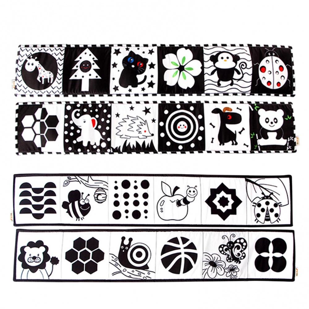 Black White Series Cloth Book Cribs Pram Use Clip On Animal Cloth Book Toys Montessori Baby Visual Stimulation Card Toys