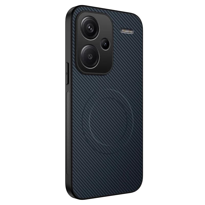 Чехол для Redmi A5 Note 14 13 Pro Plus 4G 5G Poco X7 Pro Углеродное волокно Магнитная беспроводная зарядка Ударопрочный чехол Xiaomi 14T Pro