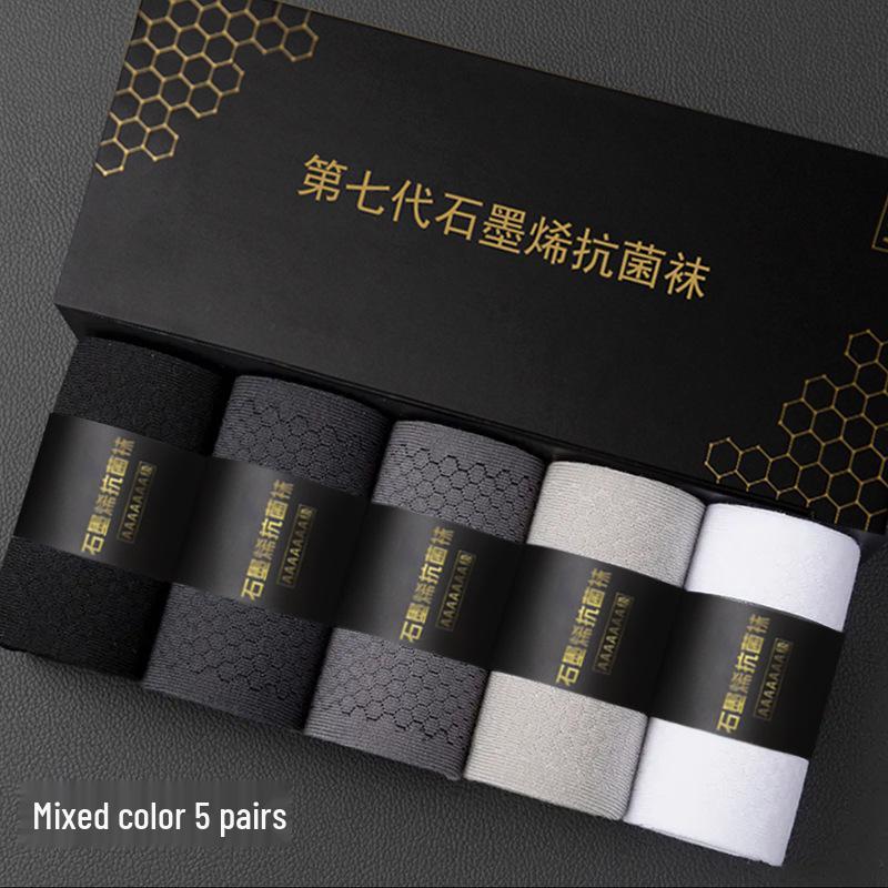 Мужские антибактериальные бизнес-носки до середины икры Ginger Graphene 7-го поколения, дышащие, влагоотводящие хлопковые для осени/зимы