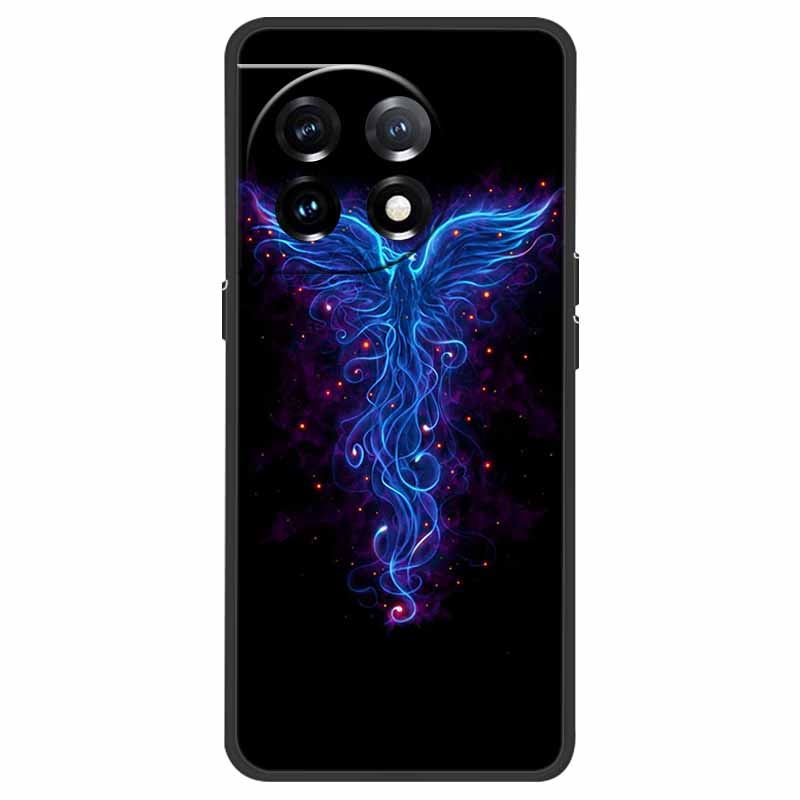 Чехол для OnePlus 11 5G One Plus 11R Цветок Мрамор Черный Бампер Мягкий ТПУ Силиконовый Чехол для OnePlus 11 / 11R 5G Чехлы для Телефонов Capas