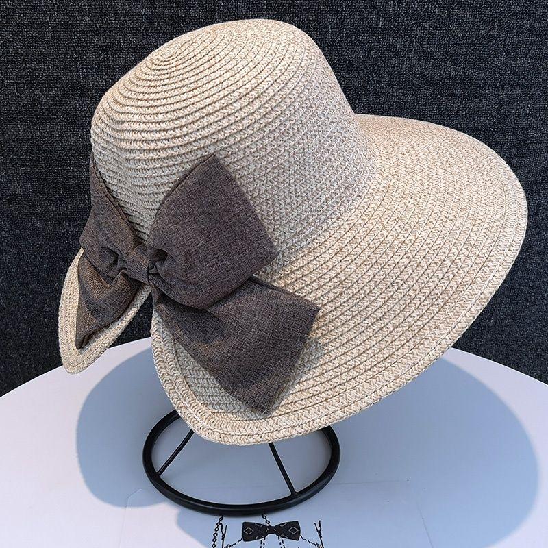 Bowknot Bucket Hat Casual Stylish Sun Protection Fisherman Cap Straw Beach Hats for Women