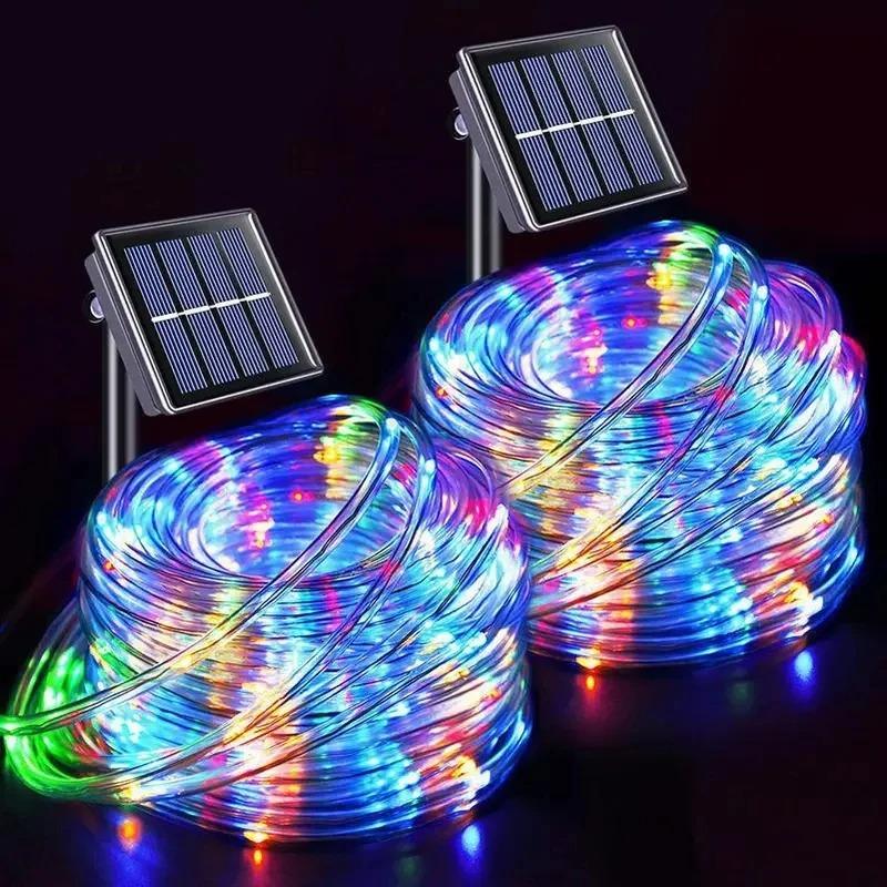 Solar LED Fairy String Lights Outdoor Garden Party Wedding Decoration Clear Tube Tree Wrap Lighting
