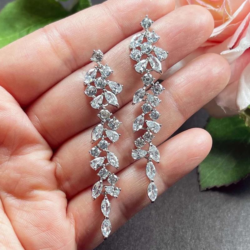 Изысканные модные длинные висячие серьги с листьями для женщин, свадебные ювелирные украшения, подарок ZH