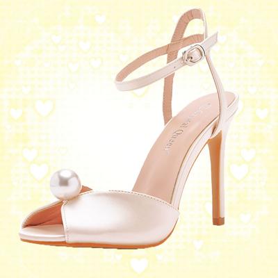 Модные женские туфли-босоножки на высоком каблуке 10 см, роскошные, из белой атласной ткани, с открытым носком, для банкета, свадебного платья, обувь для невесты