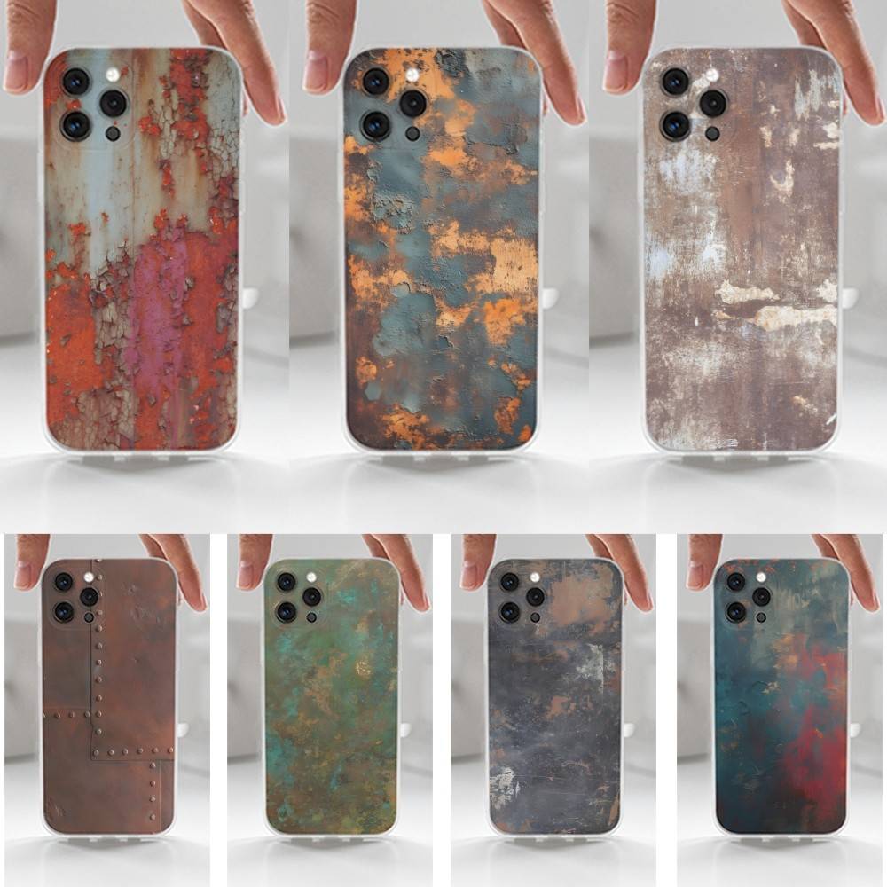 Ржавый Промышленный Чехол в Ретро Стиле Для iPhone 16,15,14,17,13,12,11 Plus,Pro,Max,XR,XS,X,7,8 Plus,SE,Mini,Прозрачный,Силиконовый