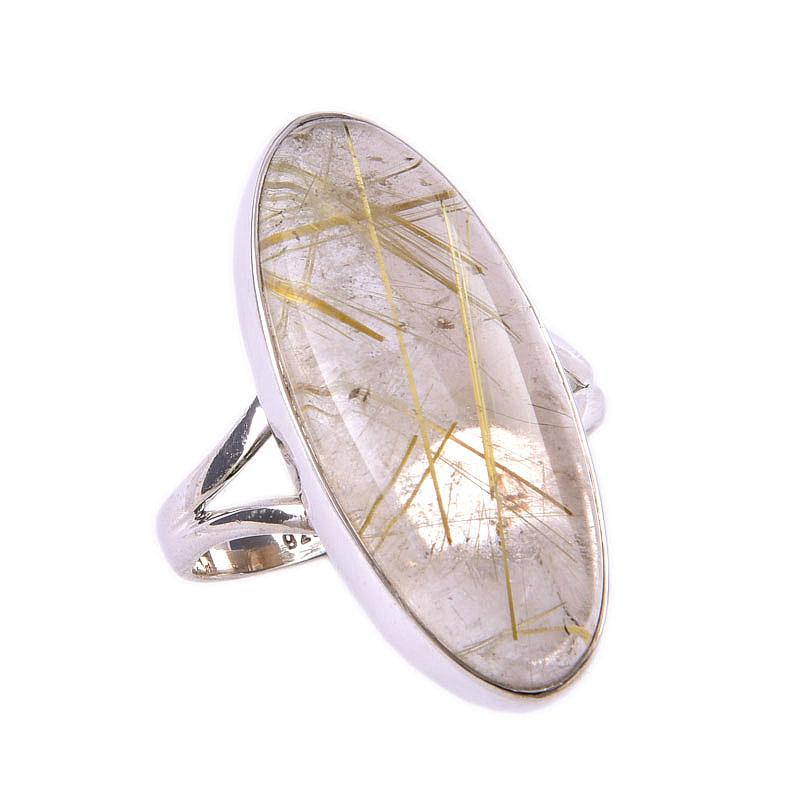 Кольцо из стерлингового серебра 925 пробы с натуральным золотым рутилом S.9 D9S98