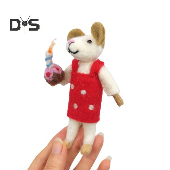 Украшения войлочные в виде мышей, сделанные вручную из шерсти, фигурки мышей, милые украшения в виде кукол-мышей для Хэллоуина, рождественский декор