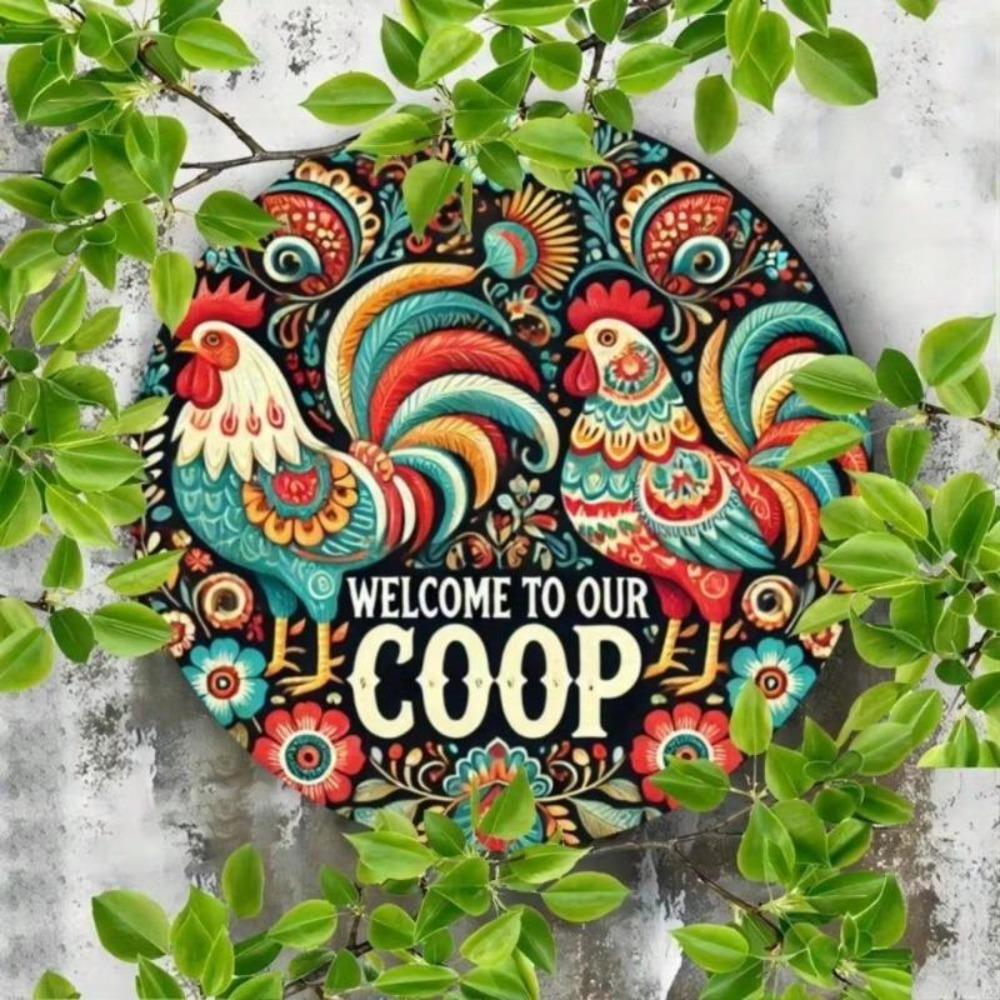 Круглая металлическая жестяная табличка в винтажном стиле 20x20 см Декор стены курятника в деревенском стиле