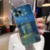 Прозрачный чехол для Apple iPhone 12 11 13 Pro Max mini XS X XR 6 7 8 Plus SE Чехлы Кот Ван Гог Звездная ночь Картина маслом