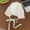 Internet celebrity popular pile hat pastoral floral strap headgear female versatile big head circumference show face small loose cold hat