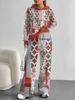 Retro Pattern European And American Autumn And Winter Casual Long-Sleeved Suit Women'S Hooded Sweater Trousers Two-Piece Set