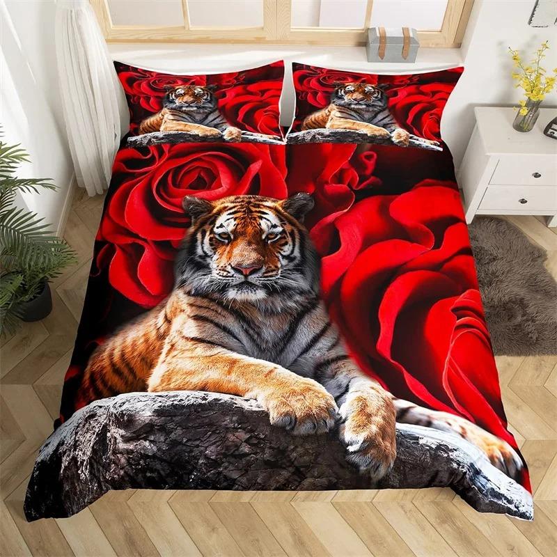 Highland Cow Bedding Set Farm Animal Duvet Cover Single King Queen Red Rose Comforter Cover Micr